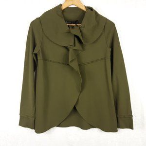 Kensie Olive Draped Ponte Cardigan Wrap Sm…